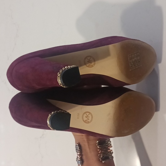 Michael Kors Maroon/Burgundy Suede Platform Heels - Picture 6 of 10